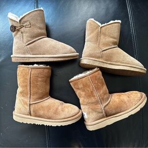 BearPaw and Ugg Kids Brown Suede Boots